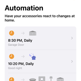 The Automations tab from the Home app