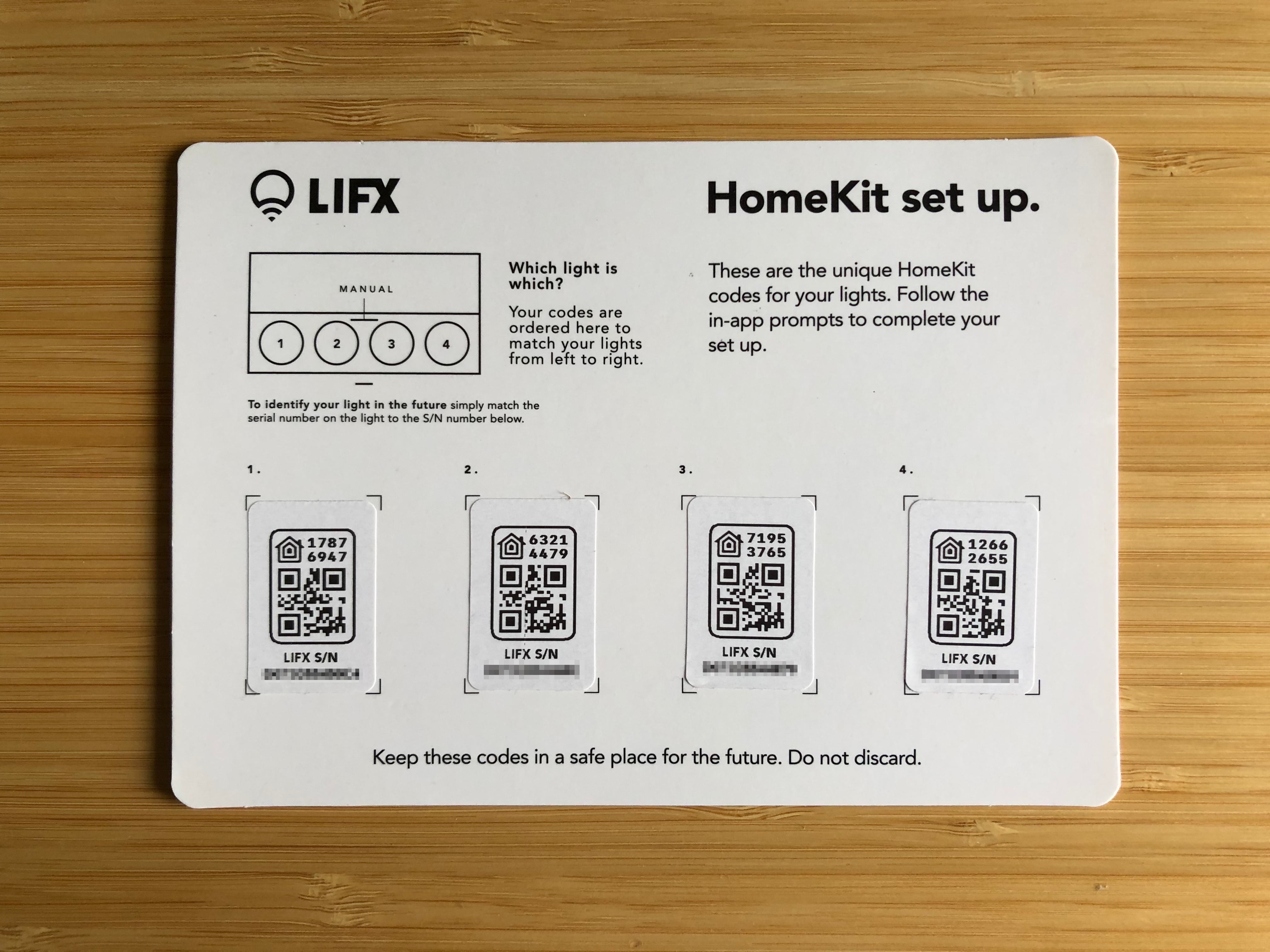 LIFX HomeKit code card
